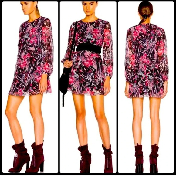 IRO Deylfe silk ruffle printed mini dress - Picture 1 of 10